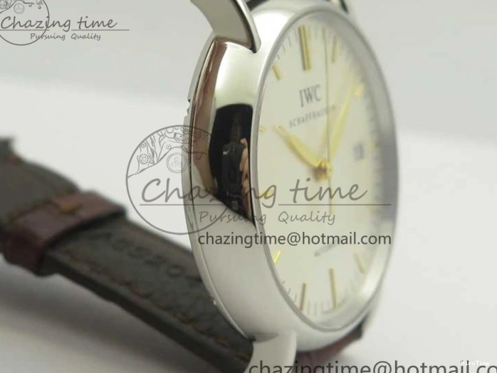 MIROTIME 0122 Portofino Automatic SS TWF 1:1 Best Edition Silver Dial Gold Markers on Brown Leather Strap A Bright 7203